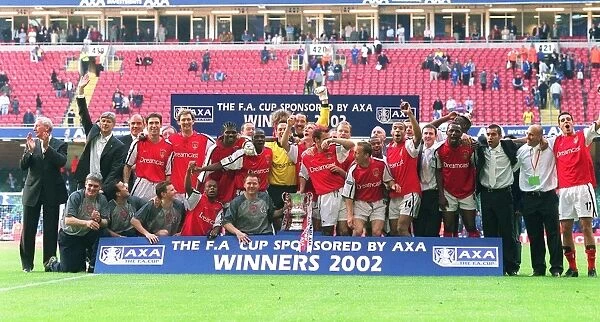 Arsenal's FA Cup Victory: The Squad Celebrates at The AXA FA Cup Final, Millennium Stadium, Cardiff, Wales (April 5, 2002)