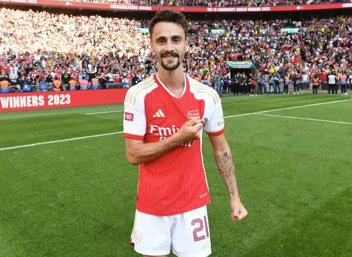Framed Print : Arsenal's Fabio Vieira Celebrates at 2023-24 FA Community Shield: Arsenal vs. Manchester City Framed Print : Arsenal's Fabio Vieira Celebrates at 2023-24 FA Community Shield: Arsenal vs. Manchester City