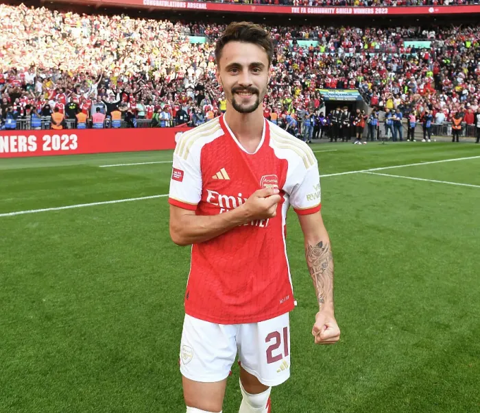 Framed Print : Arsenal's Fabio Vieira at the FA Community Shield: Manchester City vs. Arsenal (2023-24)