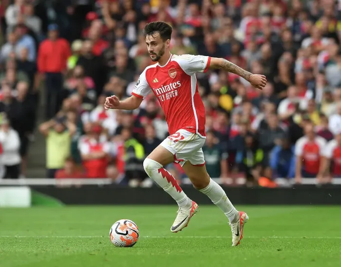 Framed Print : Arsenal's Fabio Vieira Faces Off Against Tottenham in the 2023-24 Premier League Clash
