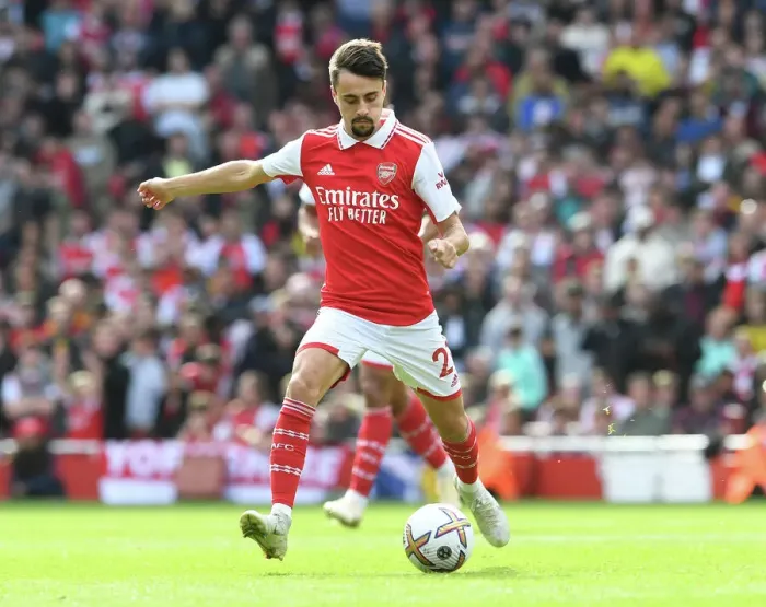 Framed Print : Arsenal's Fabio Vieira Goes Head-to-Head with Tottenham in the 2022-23 Premier League Battle