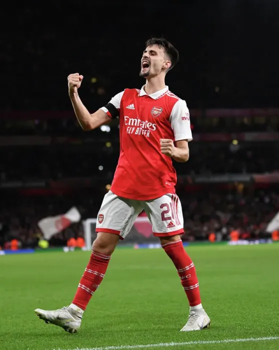 Framed Print : Arsenal's Fabio Vieira Scores Hat-trick: Arsenal Dominates FK Bodo / Glimt in Europa League