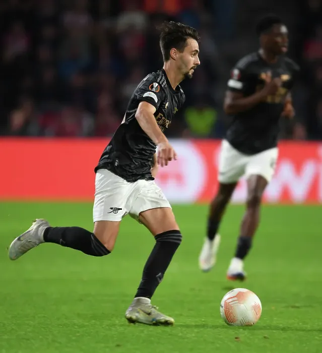 Framed Print : Arsenal's Fabio Vieira Shines in Europa League Clash against PSV Eindhoven