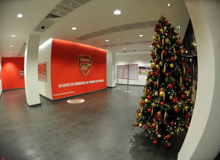 Framed Print : Arsenal's Festive Emirates: Christmas Trees at Arsenal v Hull City (2013-14)