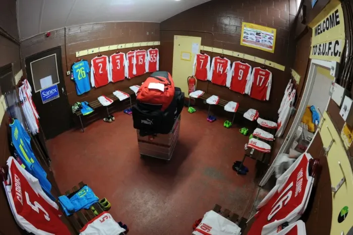 Framed Print : Arsenal's Fifth Round Preparations: A Peek into the Sutton United Changing Room