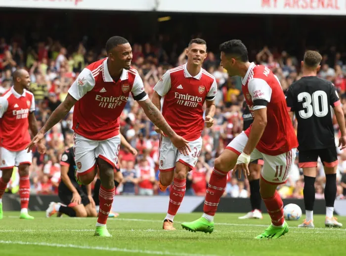 Framed Print : Arsenal's Five-Goal Blitz: Gabriel Jesus and Martinelli Celebrate in Emirates Cup Victory over Sevilla Framed Print : Arsenal's Five-Goal Blitz: Gabriel Jesus and Martinelli Celebrate in Emirates Cup Victory over Sevilla