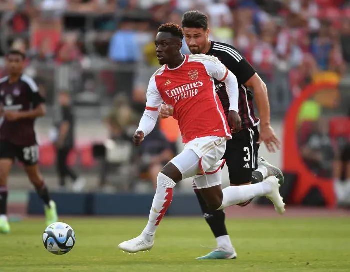 Framed Print : Arsenal's Flo Balogun in Action against FC Nurnberg in Pre-Season Friendly