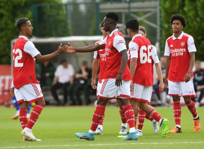 Framed Print : Arsenal's Flo Balogun Scores in Pre-Season Victory over Ipswich Town