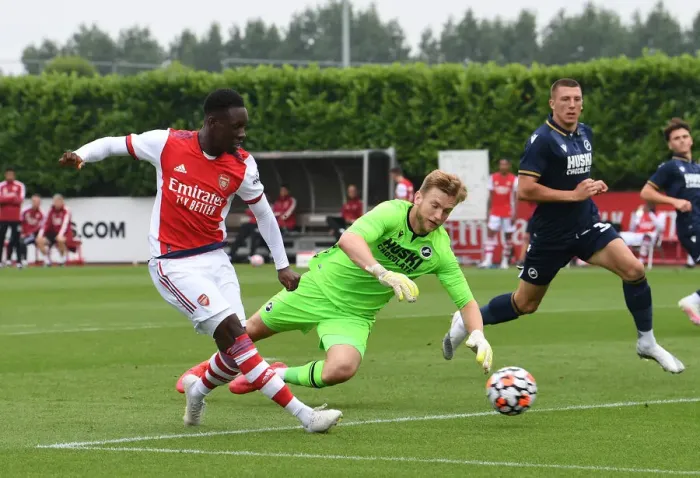 Framed Print : Arsenal's Flo Balogun Scores in Pre-Season Victory Over Millwall