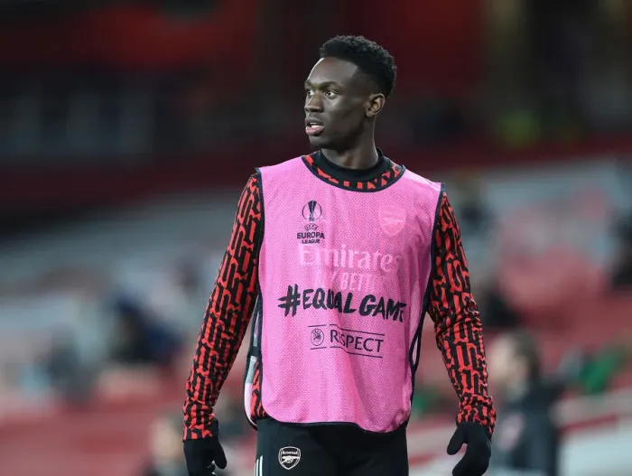 Framed Print : Arsenal's Flo Balogun Shines in Empty Emirates: UEFA Europa League Clash Against Rapid Wien