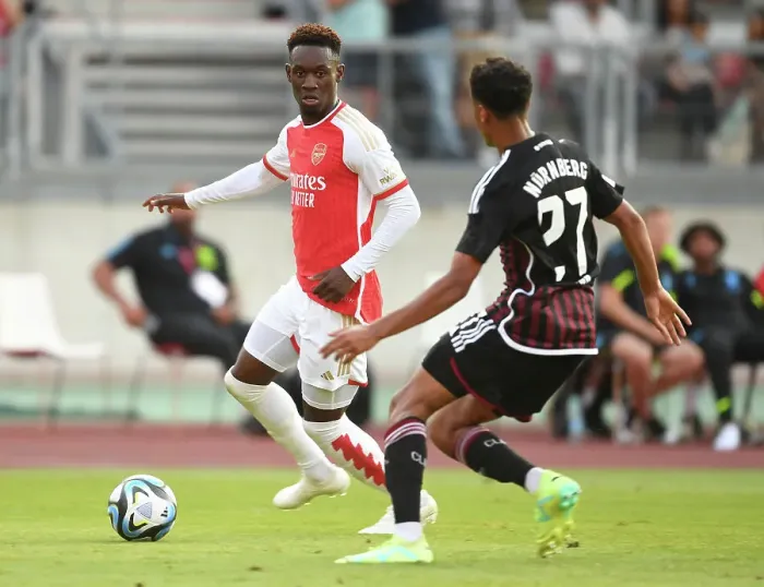 Framed Print : Arsenal's Flo Balogun Stars in Nuremberg Pre-Season Victory, July 2023 Framed Print : Arsenal's Flo Balogun Stars in Nuremberg Pre-Season Victory, July 2023