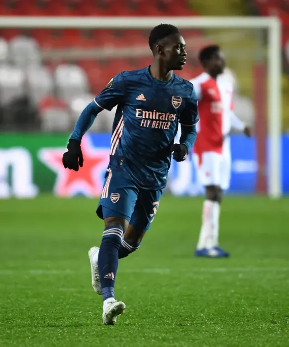 Framed Print : Arsenal's Flo Balogun in UEFA Europa League Quarterfinal Match against Slavia Praha in Prague (Behind Closed Doors) Framed Print : Arsenal's Flo Balogun in UEFA Europa League Quarterfinal Match against Slavia Praha in Prague (Behind Closed Doors)