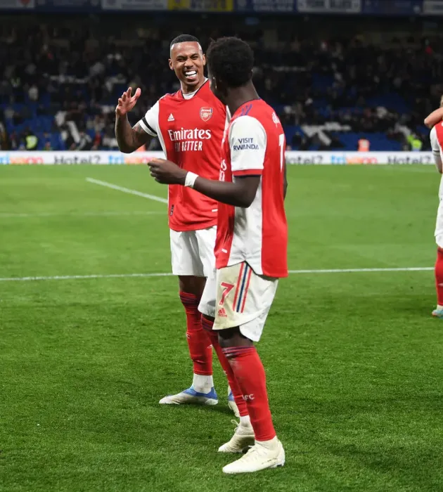 Framed Print : Arsenal's Four-Goal Blitz: Saka and Gabriel's Triumphant Celebration vs. Chelsea (April 2022) Framed Print : Arsenal's Four-Goal Blitz: Saka and Gabriel's Triumphant Celebration vs. Chelsea (April 2022)