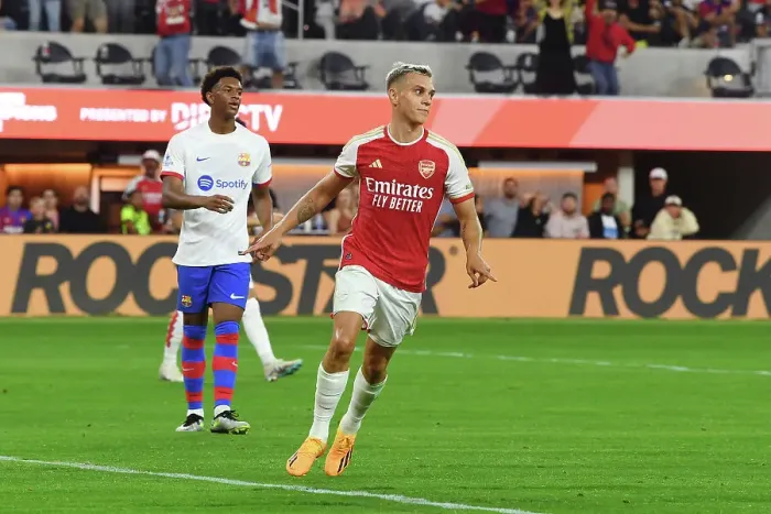 Framed Print : Arsenal's Fourth Goal Blitz: Arsenal FC vs. FC Barcelona (2023-24 Pre-Season Friendly)