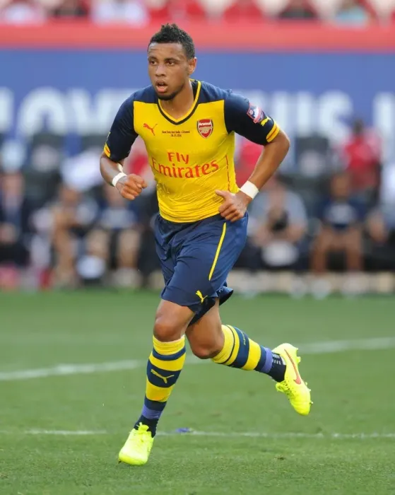 Framed Print : Arsenal's Francis Coquelin Faces Off Against New York Red Bulls in Pre-Season Friendly