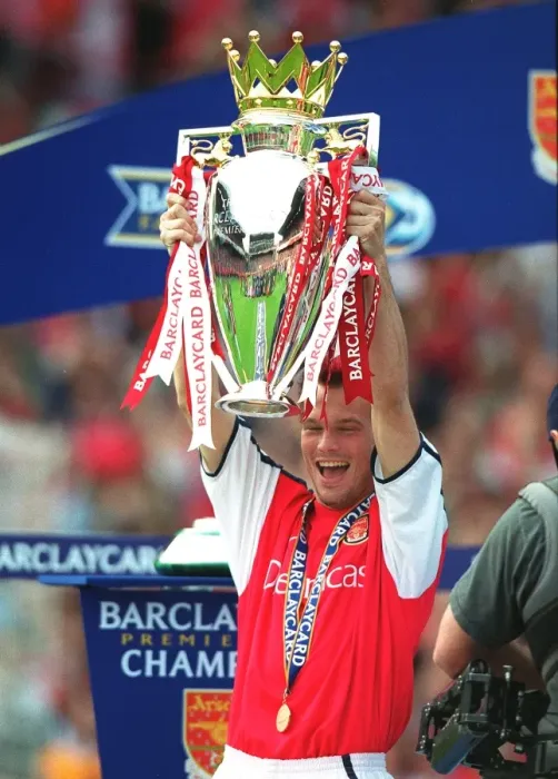 Framed Print : Arsenal's Fredrik Ljungberg Celebrates FA Barclaycard Premiership Win over Everton, May 2002