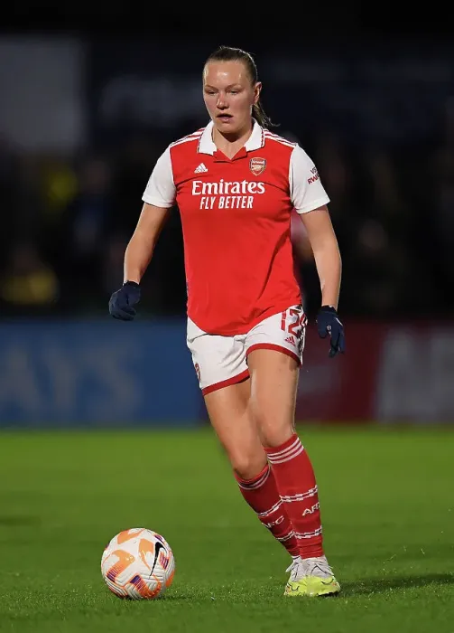 Framed Print : Arsenal's Frida Maanum in Action: Arsenal Women vs Leicester City FA WSL Match, 2022-23