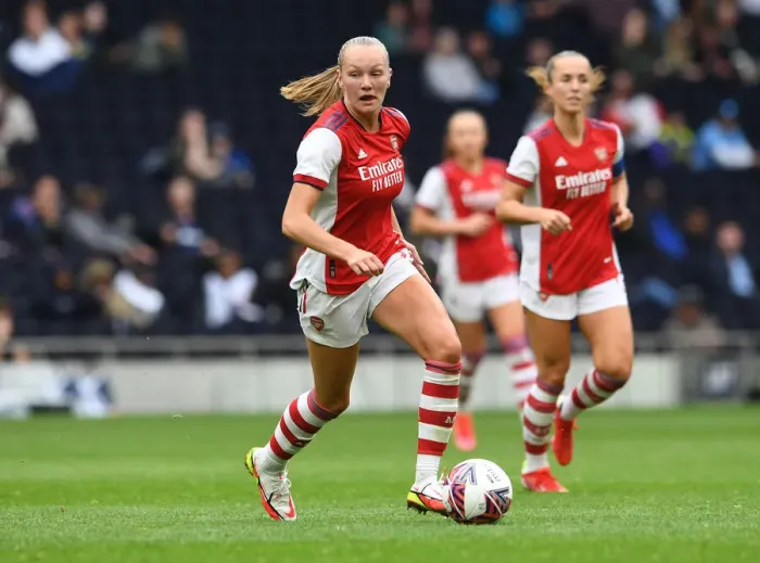 Framed Print : Arsenal's Frida Maanum Goes Head-to-Head with Tottenham Hotspur Women in Thrilling MIND Series Match
