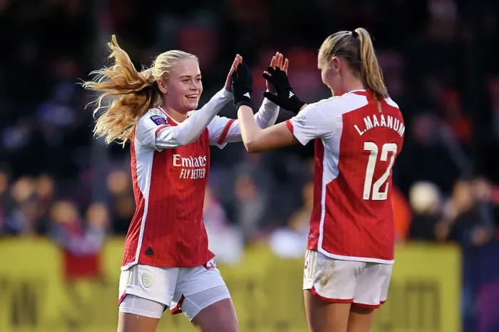 Framed Print : Arsenal's Frida Maanum Scores Third Goal in Win Against Brighton & Hove Albion (Barclays Women's Super League 2023-24) Framed Print : Arsenal's Frida Maanum Scores Third Goal in Win Against Brighton & Hove Albion (Barclays Women's Super League 2023-24)