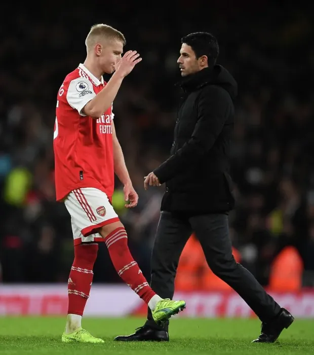 Framed Print : Arsenal's Frustration: Mikel Arteta and Oleksandr Zinchenko After Arsenal v Newcastle United (January 2023)