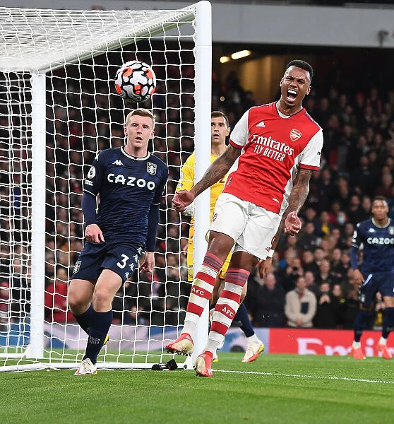 Arsenal's Gabriel in Action against Aston Villa in the Premier League