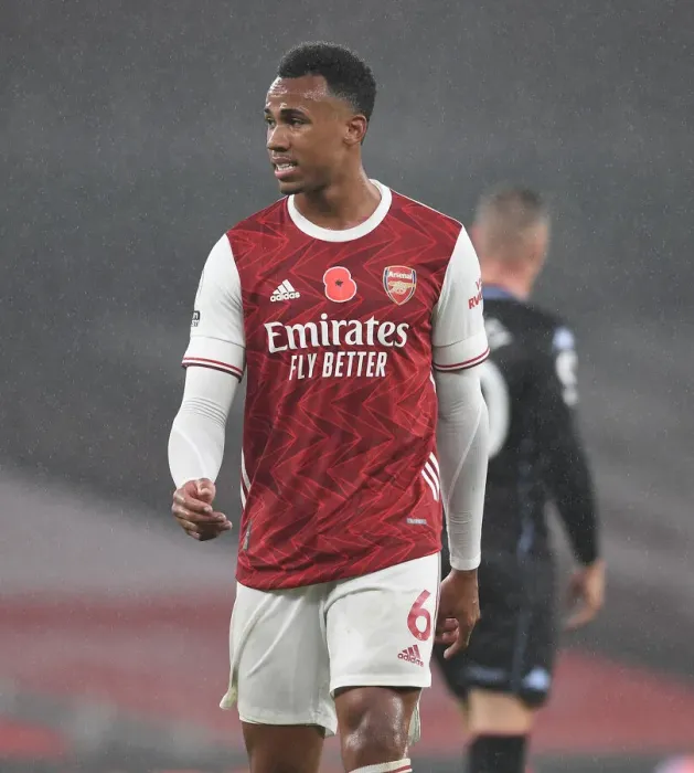 Framed Print : Arsenal's Gabriel in Action at Empty Emirates Stadium Against Aston Villa (2020-21) Framed Print : Arsenal's Gabriel in Action at Empty Emirates Stadium Against Aston Villa (2020-21)