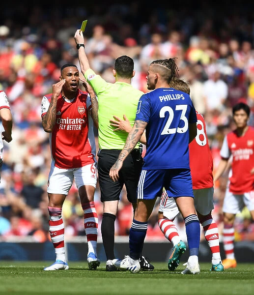 Arsenal's Gabriel Booked in Intense Arsenal v Leeds United Premier League Clash