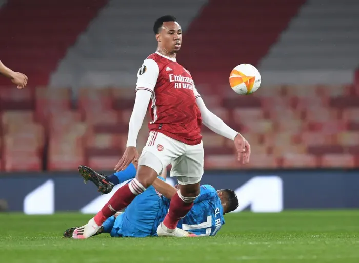 Framed Print : Arsenal's Gabriel in Europa League Action: Arsenal vs. Olympiacos (Behind Closed Doors), 2020-21 Framed Print : Arsenal's Gabriel in Europa League Action: Arsenal vs. Olympiacos (Behind Closed Doors), 2020-21