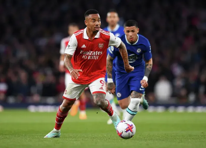 Framed Print : Arsenal's Gabriel Jesus Faces Off Against Chelsea's Enzo Fernandez in Intense Premier League Clash