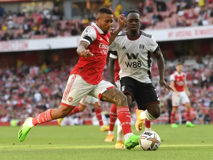 Framed Print : Arsenal's Gabriel Jesus Faces Off Against Fulham's Neeskens Kebano in 2022-23 Premier League Clash Framed Print : Arsenal's Gabriel Jesus Faces Off Against Fulham's Neeskens Kebano in 2022-23 Premier League Clash