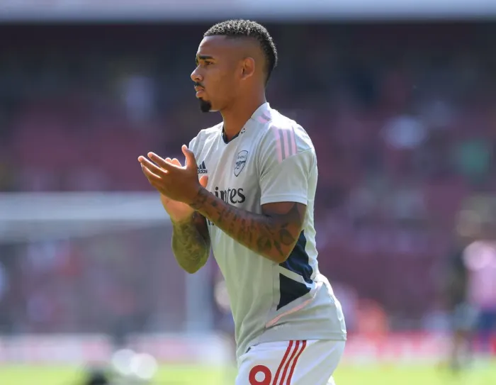 Framed Print : Arsenal's Gabriel Jesus Goes Head-to-Head with Leicester City in 2022-23 Premier League Showdown