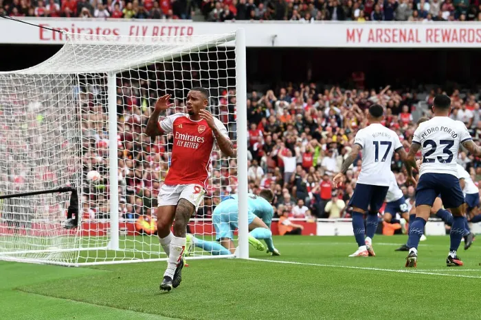 Framed Print : Arsenal's Gabriel Jesus Reacts to Missed Chance Against Tottenham in 2023-24 Premier League
