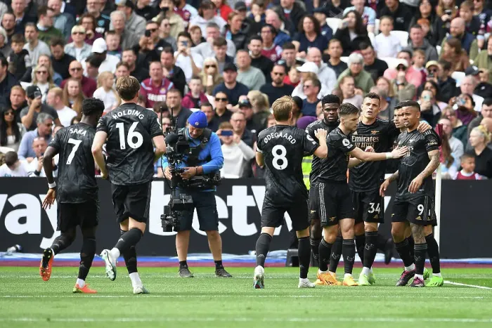 Framed Print : Arsenal's Gabriel Jesus Scores First Goal: West Ham United vs Arsenal FC, Premier League 2022-23