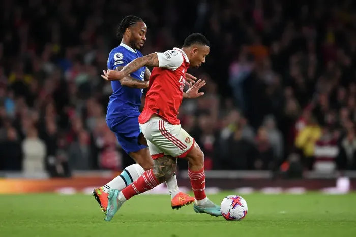Framed Print : Arsenal's Gabriel Jesus vs. Chelsea's Raheem Sterling: A Premier League Rivalry Reignited