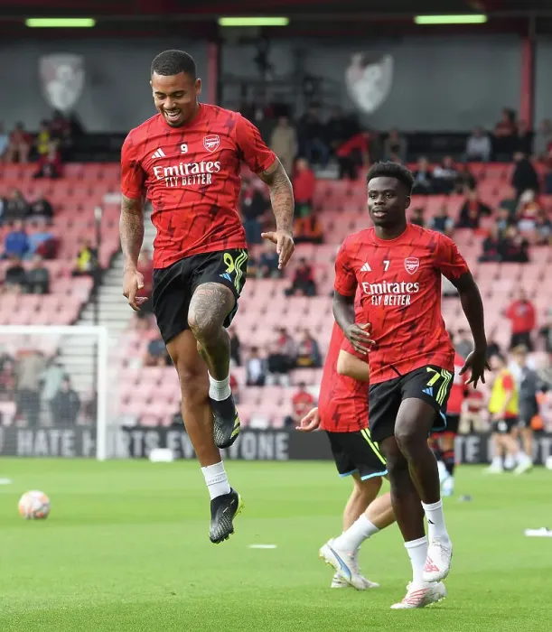Framed Print : Arsenal's Gabriel Jesus Warming Up Ahead of AFC Bournemouth Clash (2023-24 Premier League)