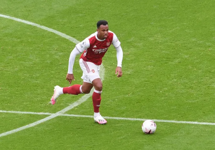 Framed Print : Arsenal's Gabriel Magalhaes in Action against Sheffield United (2020-21)