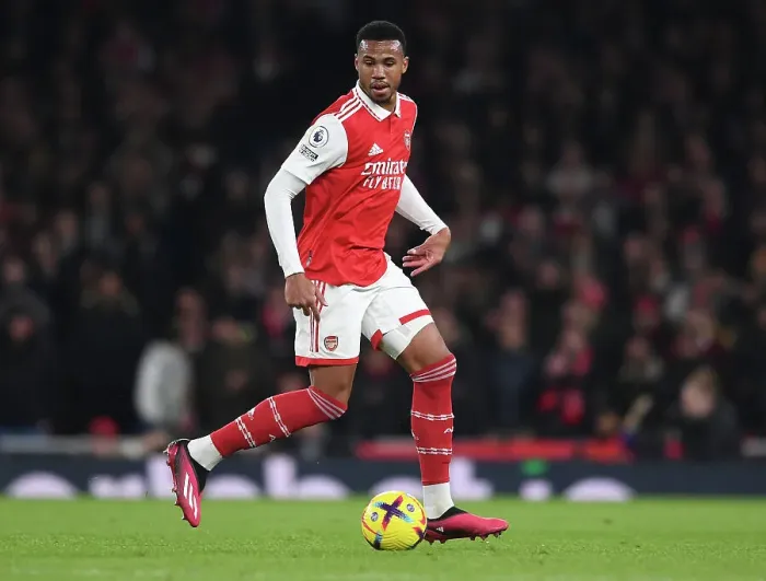 Framed Print : Arsenal's Gabriel Magalhaes Goes Head-to-Head with Manchester City: A Premier League Battle Framed Print : Arsenal's Gabriel Magalhaes Goes Head-to-Head with Manchester City: A Premier League Battle