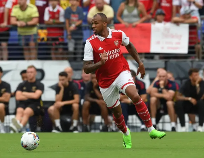 Framed Print : Arsenal's Gabriel Magalhaes in Pre-Season Action Against Everton Framed Print : Arsenal's Gabriel Magalhaes in Pre-Season Action Against Everton