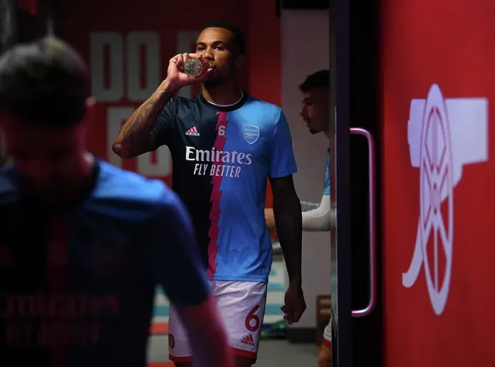 Framed Print : Arsenal's Gabriel Magalhaes Prepares for Arsenal v Brighton & Hove Albion in Premier League (2022-23) Framed Print : Arsenal's Gabriel Magalhaes Prepares for Arsenal v Brighton & Hove Albion in Premier League (2022-23)