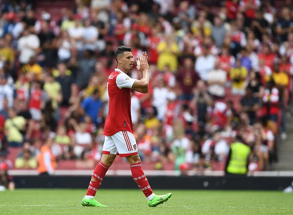Arsenal's Gabriel Martinelli Bids Farewell to Fans after Substitution during Arsenal vs Sevilla Emirates Cup Match, 2022