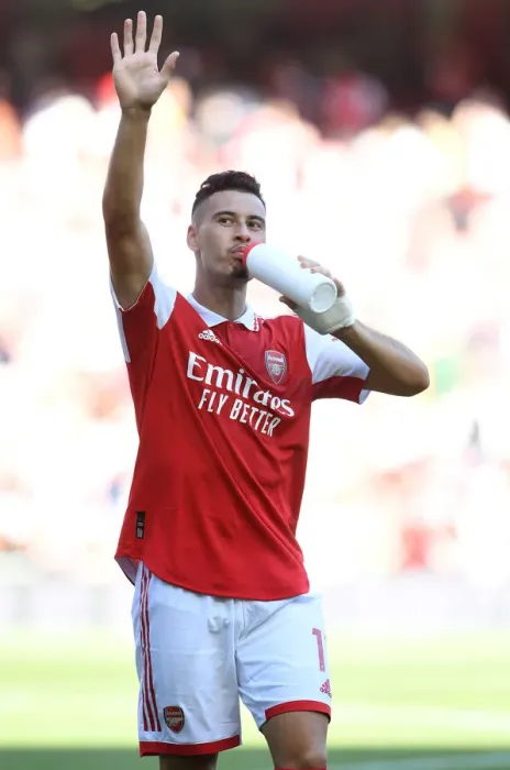 Framed Print : Arsenal's Gabriel Martinelli Celebrates Win Against Leicester City in 2022-23 Premier League
