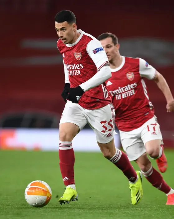 Framed Print : Arsenal's Gabriel Martinelli at Empty Emirates: Arsenal vs Slavia Praha in Europa League Amidst Coronavirus Restrictions