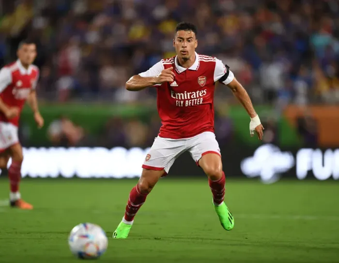 Framed Print : Arsenal's Gabriel Martinelli Goes Head-to-Head Against Chelsea in the 2022-23 Florida Cup