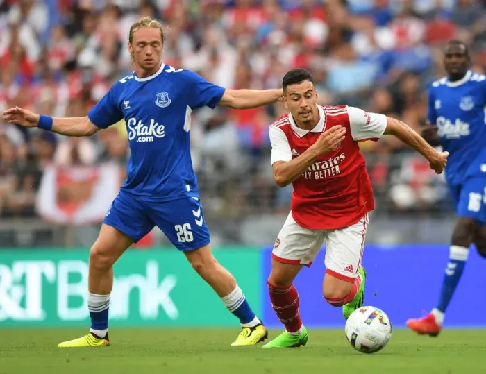 Framed Print : Arsenal's Gabriel Martinelli Outsmarts Everton's Tom Davies: A Pre-Season Masterclass in Baltimore