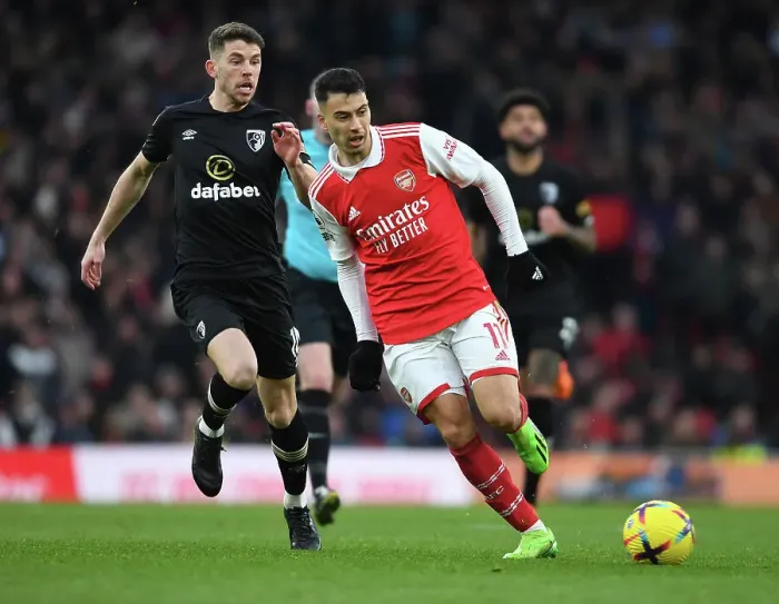 Framed Print : Arsenal's Gabriel Martinelli Shines in Premier League Clash Against AFC Bournemouth (2022-23)
