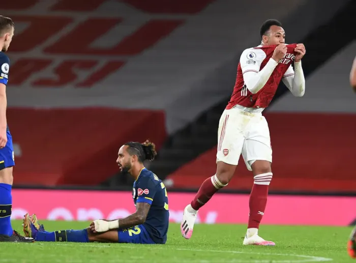 Framed Print : Arsenal's Gabriel Receives Double Red Card: Arsenal v Southampton, 2020-21 Premier League