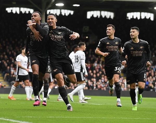 Arsenal's Gabriel and Saliba Celebrate First Goal vs. Fulham in 2022-23 Premier League