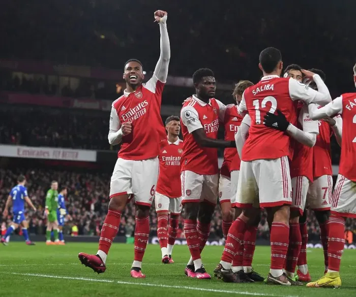 Framed Print : Arsenal's Gabriel Scores Fourth Goal in Arsenal FC vs. Everton FC Premier League Match, March 2023