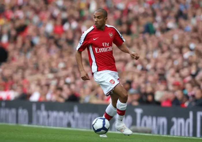 Framed Print : Arsenal's Gael Clichy Celebrates during Arsenal 6:2 Blackburn Rovers, Barclays Premier League, Emirates Stadium, 4 / 10 / 09
