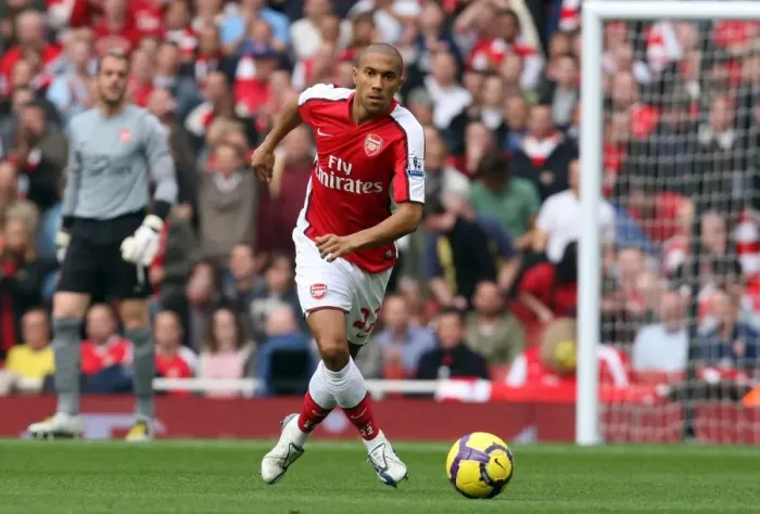 Framed Print : Arsenal's Gael Clichy: Celebrating a 3:0 Victory Over Tottenham Hotspur at Emirages Stadium (October 31, 2009)